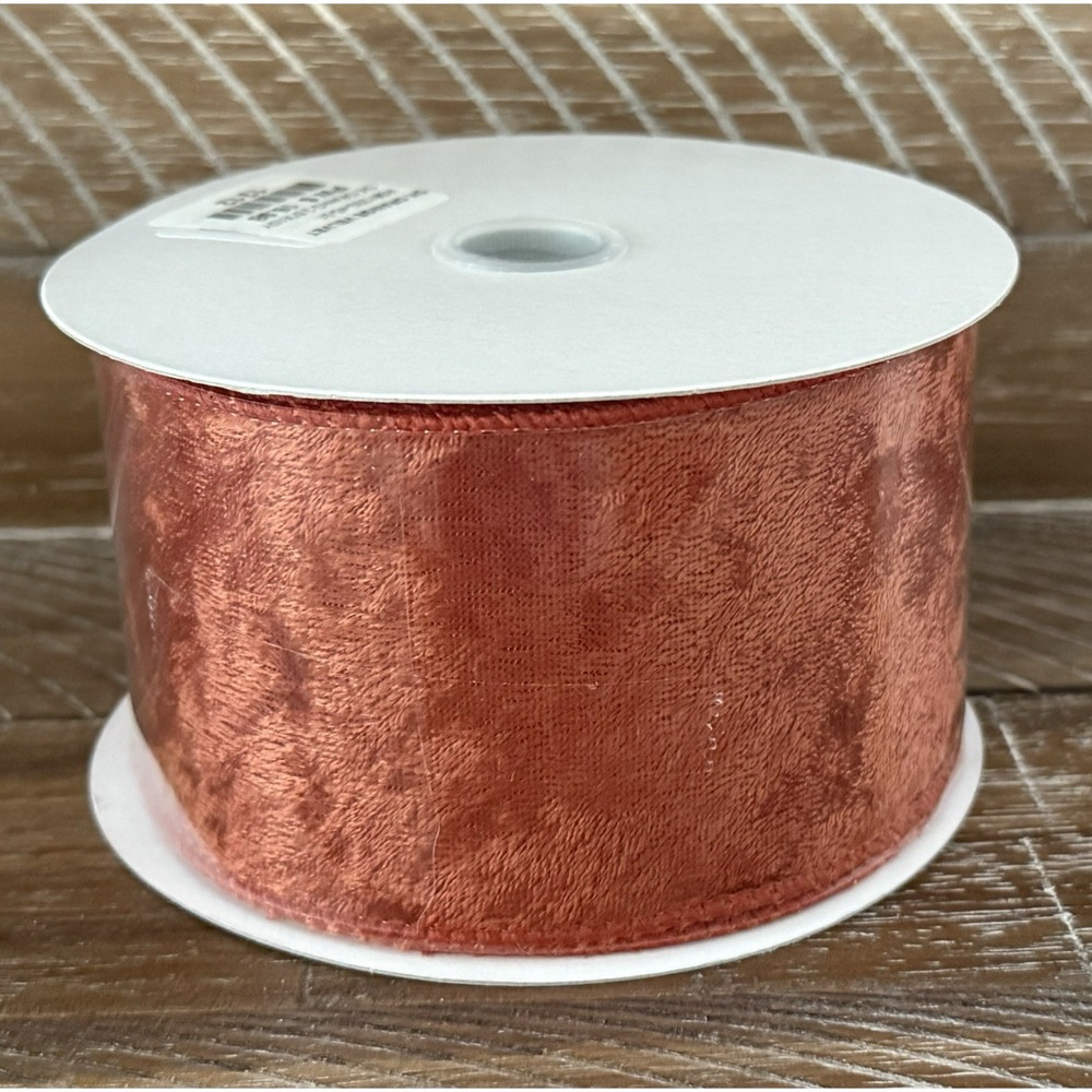 NEW Rust/Burnt Orange Velvet Wired Ribbon 2.5" x 10 Yds Fall Autumn Thanksgiving